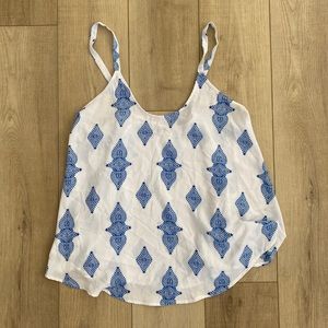 Show Me Your Mumu White Tank Top Blue Print Shirt